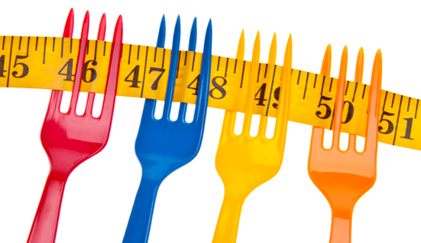 The inch on the forks symbolizes weight loss on the Dukan diet